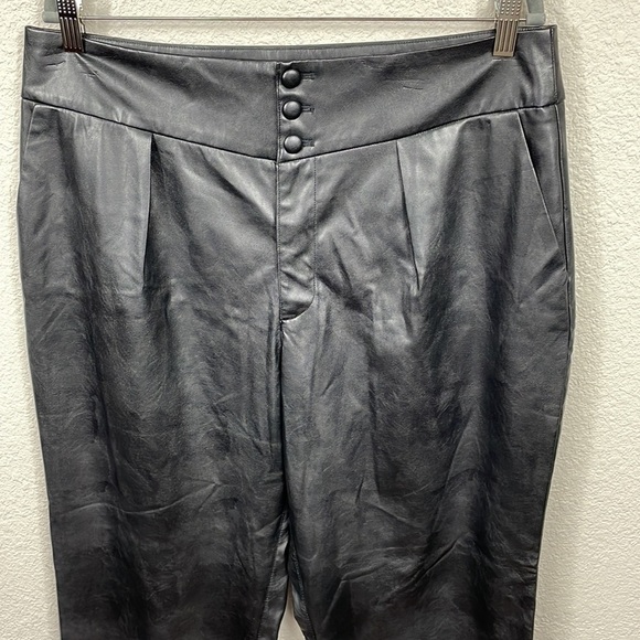 New Paige Jazz Black Vegan Faux Leather Pants High Rise Straight Leg Sz 12 - Picture 4 of 14